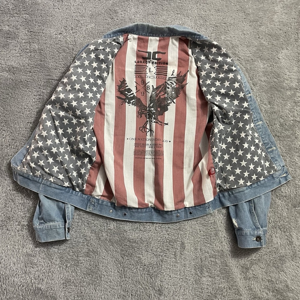 Legacy Edition By Jordan Craig Denim Jacket Mens Size Large‎ Distressed Blue - Picture 2 of 8